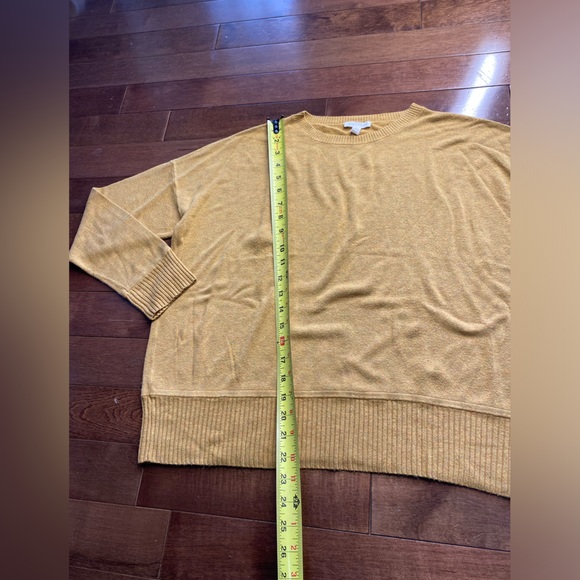 Eileen Fisher Mustard Yellow Thin Knit Relaxed Sweater Womens sz M - Picture 3 of 8